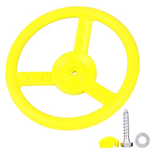 Keenso Kinder-Lenkrad, Kunststoff-Schaukel-Set, Spielzeug-Zubehör, Spielplatz-Lenkrad, Lenkrad-Spielset, Kunststoff-Piratenschiff-Rad für Spielplatz (Yellow) von Keenso