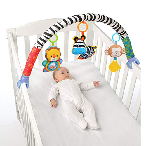 Keenso Kinderwagen-Bogen-Spielzeug, Babybett-Spielzeug, Hängende Rassel, Tier-Plüschtier für Kinderbett, Kinderwagen, Autositz (Colorful) von Keenso