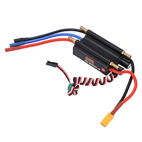 Keenso RC Bürstenloser Esc, 60A Bürstenloser Elektronischer Geschwindigkeitsregler mit XT60 Stecker BEC -Schalter Wasserdichtes RC -Boot Esc Schwarz von Keenso