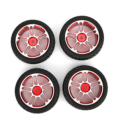 Keenso RC Car Tire, 4PCS Aluminiumlegierung 1/10 RC -Auto -Reifen -Fernbedienungssteuerauto -Wheel -Hub -Austausch (Rot) von Keenso