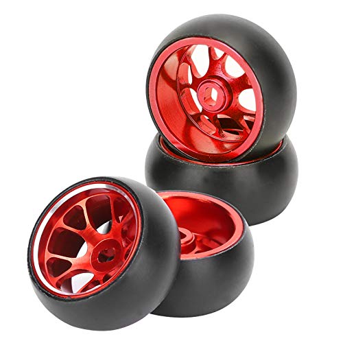 Keenso RC -Reifen, 4pcs Fernbedienung Metall Wheel Wheel Hub -Driftreifen Ersatz für Wltoys K969 1/28 RC -Auto (Rot) von Keenso