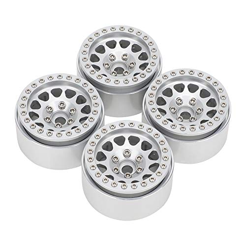 Keenso RC Track Rim, 4PCS 1:10 RC Crawler Car Metall Wheel Wheel Hub Car Tire Fit für Axial SCX10 / SCX10II / 90046/90047 (Silver) von Keenso