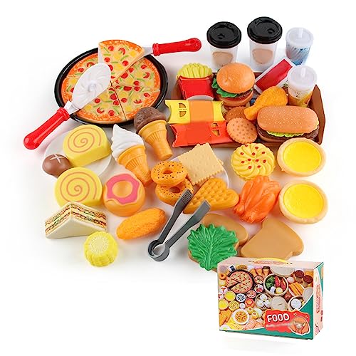 Pretend Play Food, 56-teiliges Schneidspielzeug, Food, Pretend Food, Play Kitchen Toys für und Mädchen von Keenso