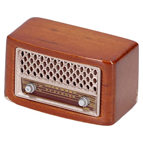 Puppenhausradio, Miniatur-Radiomodell aus Altem Holz Im Retro-Stil, Dekoration für Puppenhaus Im Maßstab 1:12 von Keenso