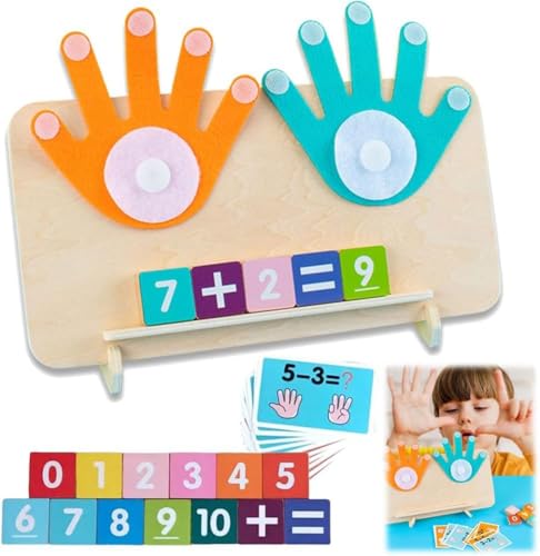 1 Set Finger Counting Math Montessori Toys, Holz Mathe Spielzeug, Zahlen Lernen für Kinder, Fingerzähl-Mathespielzeug, Zählen Lernspielzeug, Pädagogisches Vorschule Spiele, Montessori Mathe Spielzeug von Keeplus