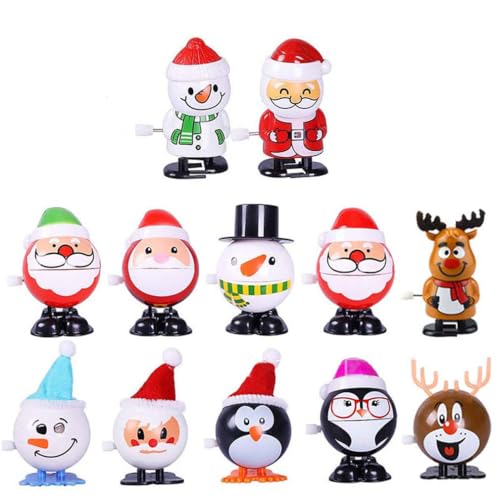 12 Stück Christmas Wind-up toys, Weihnachtsspielzeug zum Aufziehen, Aufziehspielzeug Wind Up Rentier Weihnachtsbaum Schneemann Weihnachtsmann Figur Uhrwerk Spielzeug, Weihnachts-Aufziehspielzeug (C) von Keeplus