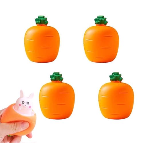 4 STK Bunny Toy, Carrot Bunny, Anti Stress Bälle Kaninchen, Stressball in Ostereier, Antistress Spielzeug Bälle, Kreatives Kaninchen Stress Spielzeug,Ostern Karotte Hase Squeeze Fidget für Kinder (L) von Keeplus