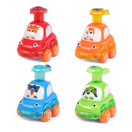 4 Stück Push Top Cars, Push Top Cars for Toddlers, Cartoon Wind up Cars, Pull Back Cars, Auto Spielzeug, Baby Spielzeug, Niedlich Kinder Spielzeugauto, Spielzeugautos zum Zurückziehen für Kinder (C) von Keeplus