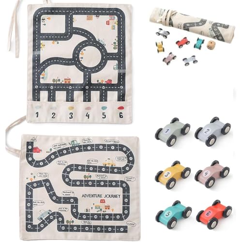 Canvas Car Toy Set, Traffic Playset Canvas Slot Car Race Track Sets,Leinwand Auto Spielzeug Set Mit 6-Cars,Verkehr Playset Leinwand Slot Auto Rennstrecke Mit Auot Abenteuer Reise Spiel Road Map von Keeplus