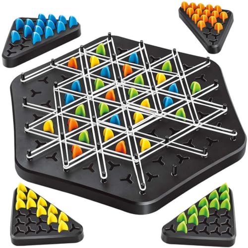 Chain Triangle Chess Game, Chain Chess, Chain Triangle Chess, Triggle Spiel Gummibänder, Strategie Brettspiele Spiele, Triangle Chess Board Game, Peg Board Games, Interaktive Brettspiel von Keeplus