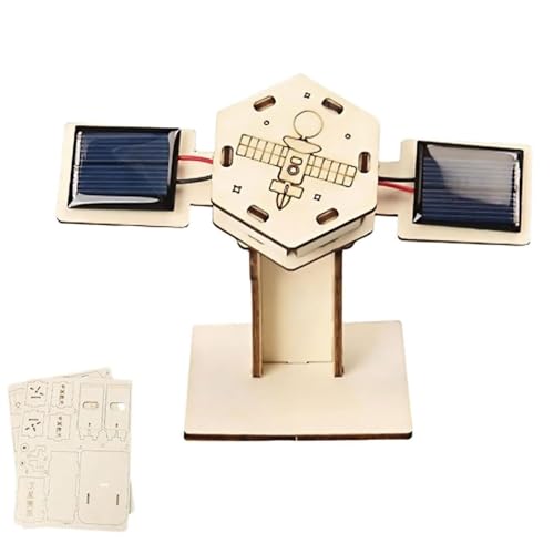 Creative Artificial Satellite Space Models, DIY Solar Satellite Model Kit, Solar-Holzflugzeug Bausatz, Solarenergie Hölzerne Sammlung 3D Puzzle Modell Kit, Baukasten Holzhandwerk Kinder Puzzle (A) von Keeplus