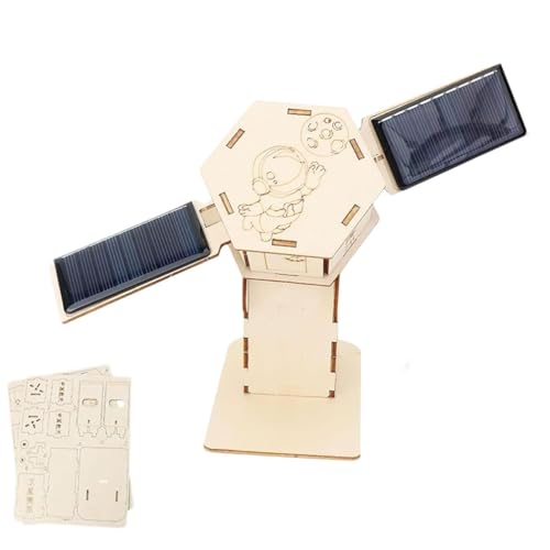 Creative Artificial Satellite Space Models, DIY Solar Satellite Model Kit, Solar-Holzflugzeug Bausatz, Solarenergie Hölzerne Sammlung 3D Puzzle Modell Kit, Baukasten Holzhandwerk Kinder Puzzle (B) von Keeplus