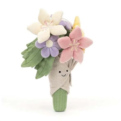 Cute Flower Bouquet Doll, Kawaii Smiling Flower Plush Stuffed Toy, Cute Artificial Rose Bouquet Doll, Niedliche Blumenstrauß Puppe, Kawaii lächelnde Blume Plüsch gefülltes Spielzeug Für Frauen (Rose) von Keeplus