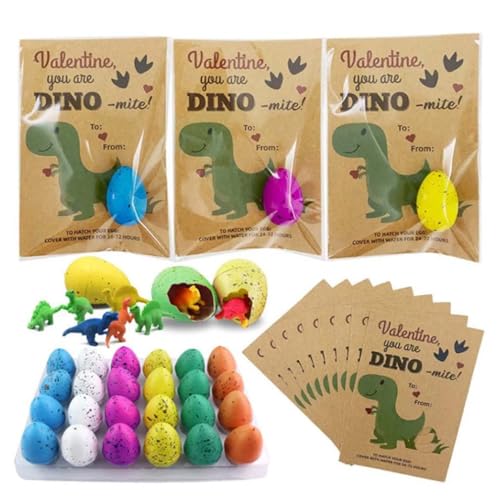 Dino Egg Hatching Valentines, Dinosaur Valentines,Dino Egg Valentines,Dino Ei Schlütten Valentine,Oster-Dinosaurier-Ei-Grußkarten,Dinosaurier-Ei-Schlüpfkarten,Glückwunschkarten,Partygeschenk (12Stk) von Keeplus