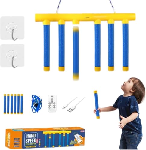 Drop Sticks Challenge Game, Drop Sticks Game, Catching Sticks Game Reaction Training Toy, Spielspielzeug mit Fallenden Stöcken, Hand-Auge-Koordinationsspiel mit Einstellbarer Geschwindigkeit (Blau) von Keeplus