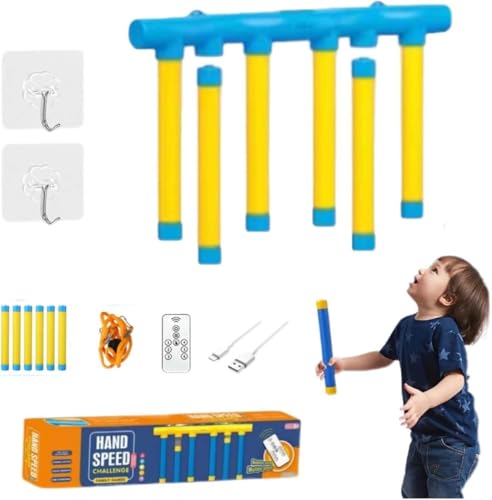 Drop Sticks Challenge Game, Drop Sticks Game, Catching Sticks Game Reaction Training Toy, Spielspielzeug mit Fallenden Stöcken, Hand-Auge-Koordinationsspiel mit Einstellbarer Geschwindigkeit (Gelb) von Keeplus