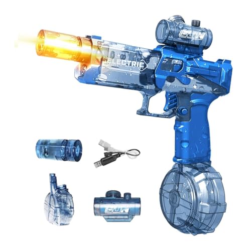 Flame Light Fully Automatic Water Gun, Wasserpistole Elektrisch, Vollautomatische Splasher, Große Kapazität Automatische Wasserpistole, Automatik Wasser Spielzeug Pistolen für Kinder (Blau) von Keeplus