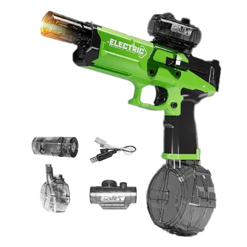 Flame Light Fully Automatic Water Gun, Wasserpistole Elektrisch, Vollautomatische Splasher, Große Kapazität Automatische Wasserpistole, Automatik Wasser Spielzeug Pistolen für Kinder (Grün) von Keeplus