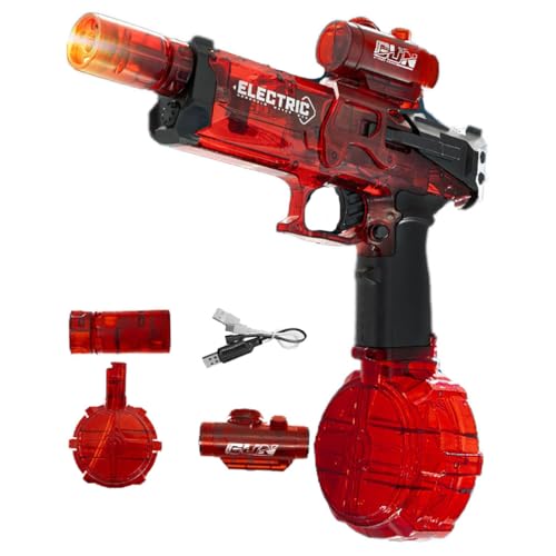 Flame Light Fully Automatic Water Gun, Wasserpistole Elektrisch, Vollautomatische Splasher, Große Kapazität Automatische Wasserpistole, Automatik Wasser Spielzeug Pistolen für Kinder (Rot) von Keeplus