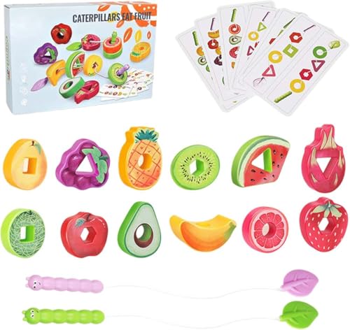 Fruit Stringing Game, Fruchtkettenspiel, Obst Design Schnürung Perlen, Pädagogische Faden Spielzeug, Montessori Spielzeug, Fruit Stringing Game, Vorschulaktivitäten, Spielzeug für Kleinkinder (A) von Keeplus