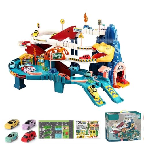 Full Size Dinosaur Race Track, City Dinosaur Ultimate Hauler Track Toy, Volle Größe Dinosaurier Rennstrecke, Stadt Dinosaurier Ultimate Hauler Track Spielzeug, Dinosaurier Spielzeug für Kinder von Keeplus