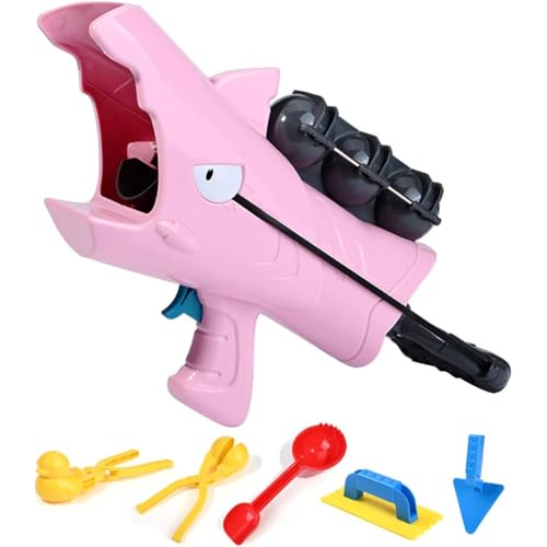 Hai-Schneeball-Werfer, Shark Snowball Gun, Shark Snowball Launching Toy, Schneeball Kanone Spielzeug, Schneeball Macher Schneeball Maker Schneeball Pistole Schneeball Blaster Für Kinder (Rosa) von Keeplus