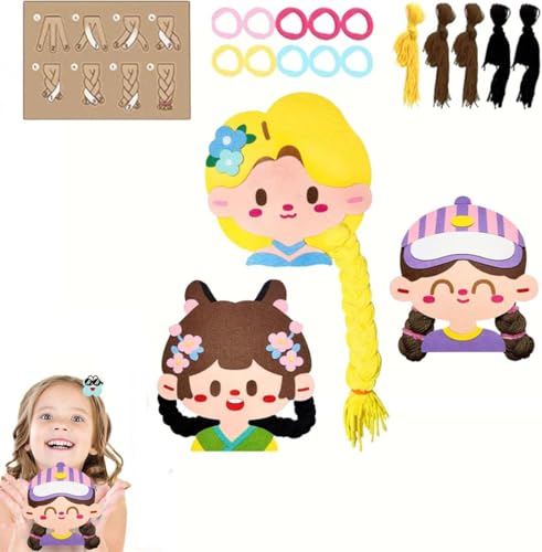 Handmade Teaching Materials Package Learn to Braid Hair Quiet Book,DIY Girls Braiding Toys, DIY Mädchen Flechten Spielzeug,Filzte beschäftigte Buch ziemlich Buch, Prinzessin themed Party Dekoration von Keeplus