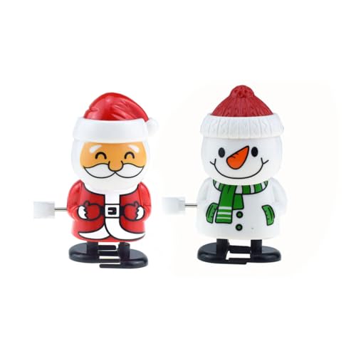 Keeplus Aufziehspielzeug Rentier Pinguin Schneemann Weihnachtsmann Figur Aufziehfigur Weihnachten Deko Figuren (2PCS) von Keeplus