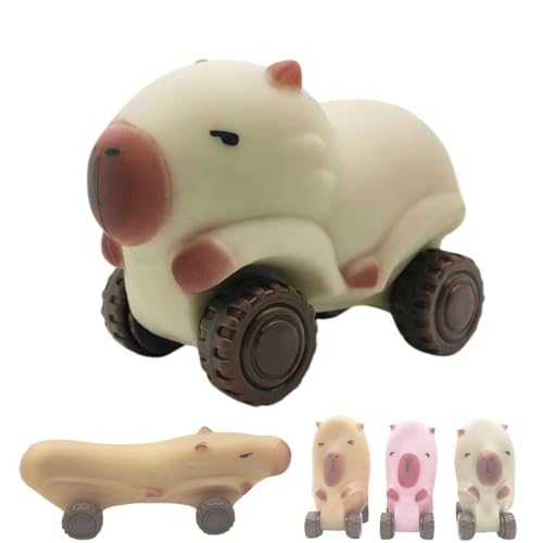 Keeplus Capybara Car, for Stress Relief, Creative Wheeled Sand Slide, Capybara Auto, für Stress Relief, Capybara zieht Auto Spielzeug, Capybara Auto Soft Extensible, Capybara Stretch Auto (Beige) von Keeplus