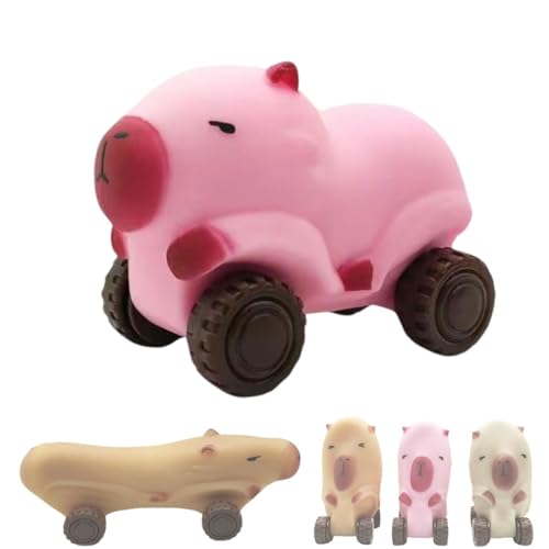 Keeplus Capybara Car, for Stress Relief, Creative Wheeled Sand Slide, Capybara Auto, für Stress Relief, Capybara zieht Auto Spielzeug, Capybara Auto Soft Extensible, Capybara Stretch Auto (Rosa) von Keeplus