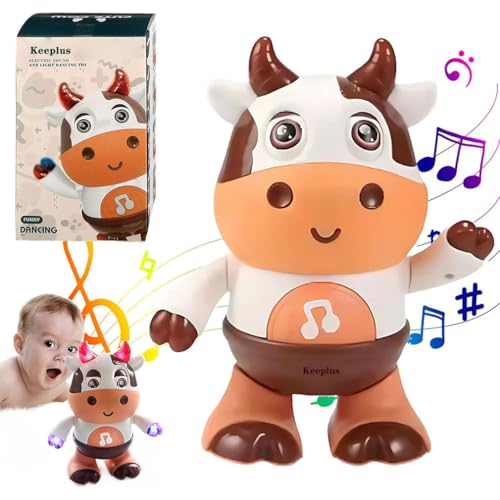 Keeplus Dancing Cow Toy, Baby Toys Musical Light Crawling Walking Cow Toy, Musik Baby Spielzeug, Musikalisches Babyspielzeug,Tummy Time Toy, pädagogische Entwicklung, interaktives Spielzeug von Keeplus