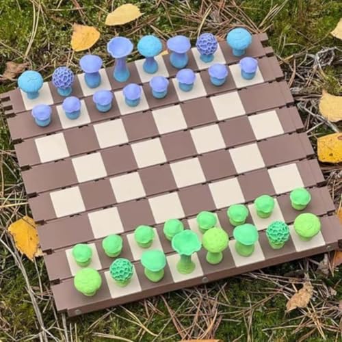 Magnetic Forest Mushrooms Chess, Mushroom Chess Set, Magnetic Forest Pilze Schach, Pilz Schach Set, Botany Brettspiel Natur-Thema Kreative und Tragbare Rollable Schach Set Für Kinder Erwachsene von Keeplus