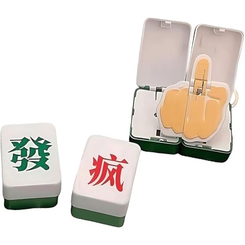 Magnetic Mahjong Tile Pop Up Middle Finger Keychain Set,Magnetische Mahjong Tile Pop Up Mittelfinger Schlüsselanhänger Set,2024 Mahjong Tile Keychain Pendant,Funny Middle Finger Surprise Gift (Crazy) von Keeplus