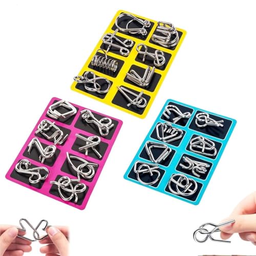 Metal Puzzle Ring 24 Piece Set, Metal Puzzle Ring, Knobelspiele Set, IQ Puzzle Geduldspiele Set 3D Brainteaser Metall Puzzle IQ Spiele Set, Metal Puzzle Denkspiele Spielzeug für Erwachsene und Kinder von Keeplus