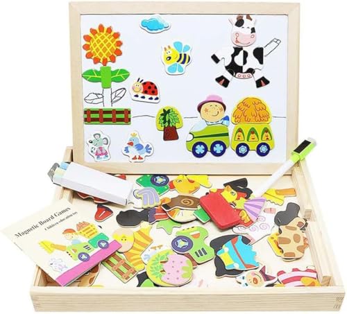 Project Montessori Creative Board, Magnetic Puzzles Art Educational Wooden Toys, Magnetisches Holzpuzzle, Tiermuster Pädagogisches Magnetische Holzspielzeug, Kreativ Lernspielzeug für Kinder (B) von Keeplus