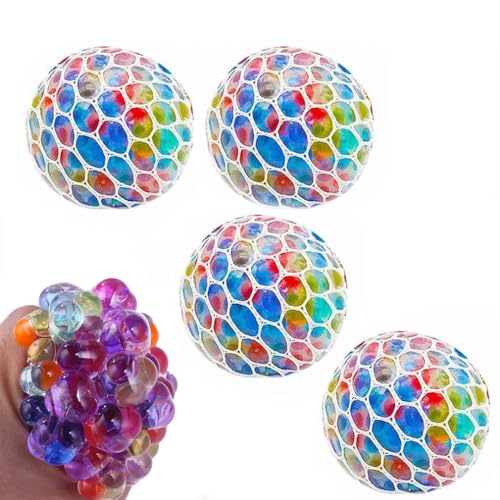 Psychedelic Rainbow Stress Reliever Ball, Squishy Toys, Stress Ball, Anti Stress Ball Squishy Ball Farbwechsel, Mini Stressbälle Spielzeug, Fidget Stress Ball, Stressball für Kinder Erwachsene (4Stk) von Keeplus