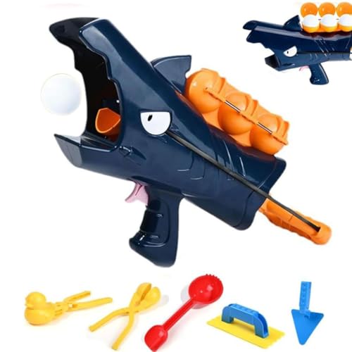 Shark Snowball Gun, Snow Toys for Kids Winter Outdoor Toys, Shark Snowball Launching Toy, Schneeball Kanone Spielzeug, Schneeball Macher Schneeball Maker Schneeball Pistole Schneeball Blaster (Blau) von Keeplus