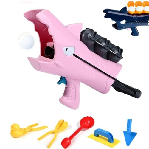 Shark Snowball Gun, Snow Toys for Kids Winter Outdoor Toys, Shark Snowball Launching Toy, Schneeball Kanone Spielzeug, Schneeball Macher Schneeball Maker Schneeball Pistole Schneeball Blaster (Rosa) von Keeplus