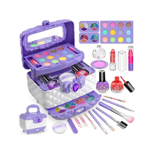 Waschbares Make-up-Schönheitsset für Kinder, Kinderschminke Set Mädchen Kinder Make Up Set, Waschbar Kinderschminke Set Mädchen, Prinzessin Weihnachts Geburtstags Geschenke für Mädchen (B) von Keeplus