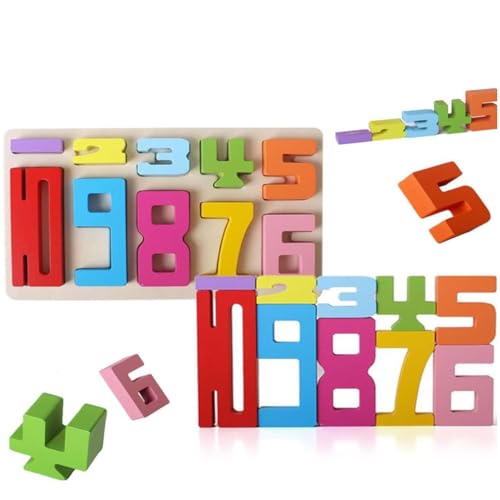 Wooden Stacking Building Blocks for Kids 1-10 Number Game Balance Competition Toy, Wooden Number Building Blocks, Holz Zahlenblock Spielzeug Set für Kinder, Montessori Zahlen,Number Blocks Zahlen (A) von Keeplus