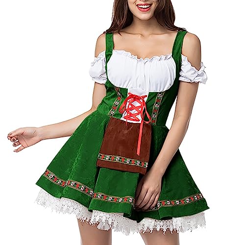 Keerlonno Dirndl Damen Oktoberfest Bier Festival Kleid für Oktoberfest Cosplay Trachtenkleid Dirndl Kleid Karneval Damen Cosplay Kostüme Kleid Kostüm von Keerlonno