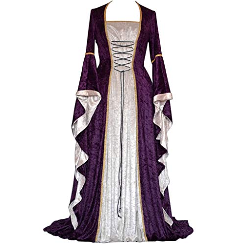 Keerlonno Karnevalskostüm für Damen, Mittelalterliches Prinzessinnenkleid mit Glockenärmeln, einfarbig, Retro-Stil, Mittelalterlich, Prinzessin, Renaissance, Vintage, keltisch, Karneval, Gothic von Keerlonno