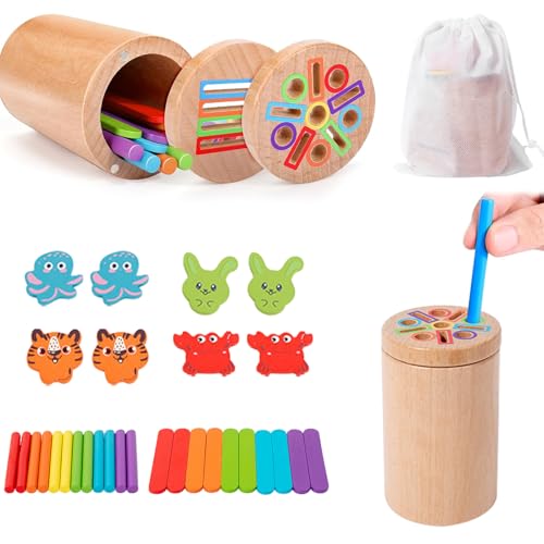 2 in 1 Montessori Spielzeug ab 1 2 3 Jahr,Holzspielzeug Kinder Farbe Sortierspiel Baby Spielzeug 1 Jahr Kinderspielzeug ab 1-3 Jahre Geschenk Mädchen Jungen,Holz-Lernspielzeug für Kleinkinder (02) von Keho Keho Kehongdun