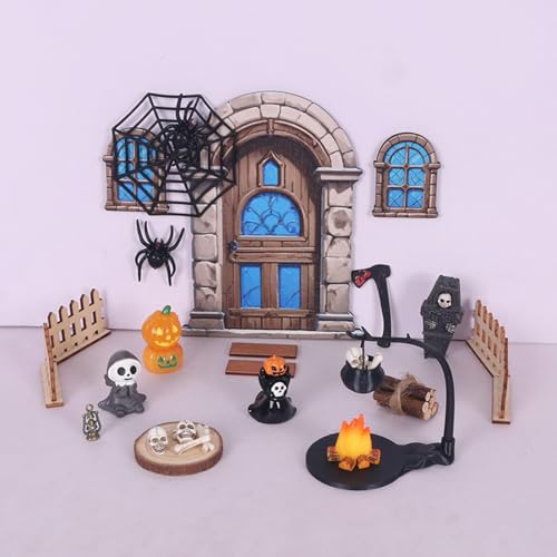 Halloween Deko Miniatur Puppenhaus,33 Stück Wichteltür Zubehör Set mit Skelett Kürbis Baumstumpf Spinne und Andere Zubehör,1:12 Mini Werkzeug Halloween Wichtelzubehör für Wichteltür Puppenhaus (01) Halloween Deko Miniatur Puppenhaus,33 Stück Wichteltür Zubehör Set mit Skelett Kürbis Baumstumpf Spinne und Andere Zubehör,1:12 Mini Werkzeug Halloween Wichtelzubehör für Wichteltür Puppenhaus (01) von Keho Keho Kehongdun