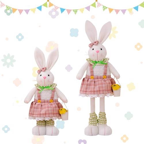 Keho Keho Kehongdun Oster Plüschtier-Hase Kinder-Kuscheltier,Osterhase Plüschpuppe mit Stretch Beinen Karotte und Blume,Lange Bein Plüschtier-Hase,Hase Kuscheltier für Kinder und Babys (02) von Keho Keho Kehongdun