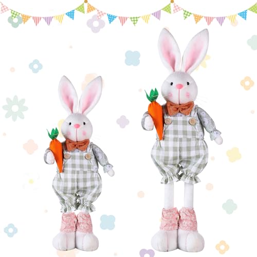 Keho Keho Kehongdun Oster Plüschtier-Hase Kinder-Kuscheltier,Osterhase Plüschpuppe mit Stretch Beinen Karotte und Blume,Lange Bein Plüschtier-Hase,Hase Kuscheltier für Kinder und Babys (03) von Keho Keho Kehongdun