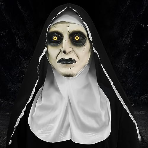 Nonnenmaske,Halloween Cosplay Gesichtsbedeckung,Unheimliche Nonnen Maske als Gruselige Klosterfrau Verkleidung für Halloween,Halloween Ghost Festival Horror Maske,Cosplay Kostümmaske Party Requisiten von Keho Keho Kehongdun