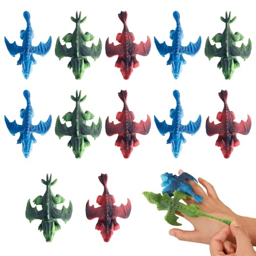 Schleuder Dinosaurier Spielzeug,Lustige Fliegende Dinosaur Finger Toys,Dino Spielzeug Schleuder Fliegendes,Dinosaurier Finger Spielzeug Party Spielzeug für Kinder Geschenk Zufällige Farbe (12 Mischen) von Keho Keho Kehongdun