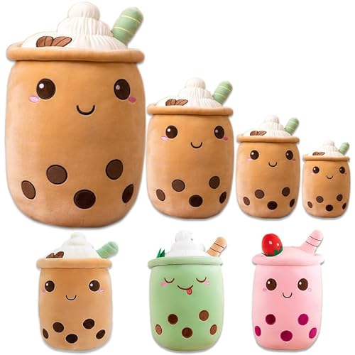 Bubble Tea Kuscheltiere, Boba PlüSchkissen, Cute Boba PlüSchtier Kawaii Bubble Tea Cup Stofftier Geschenk füR Kinder MäDchen Jungen(Braun-Große Augen,35cm) von Kekeso