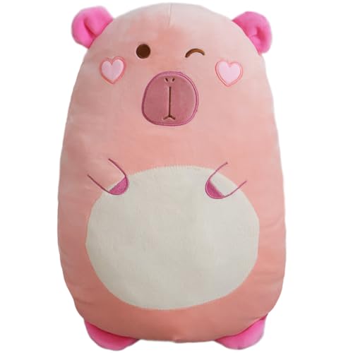 Capybara Plüsch Kissen Stofftiere Capybara Tier 17.71inch niedlich Capybara Kuscheltier Körper Kissen schlafen Kissen für Kinder,Capybara-Rosa von Kekeso